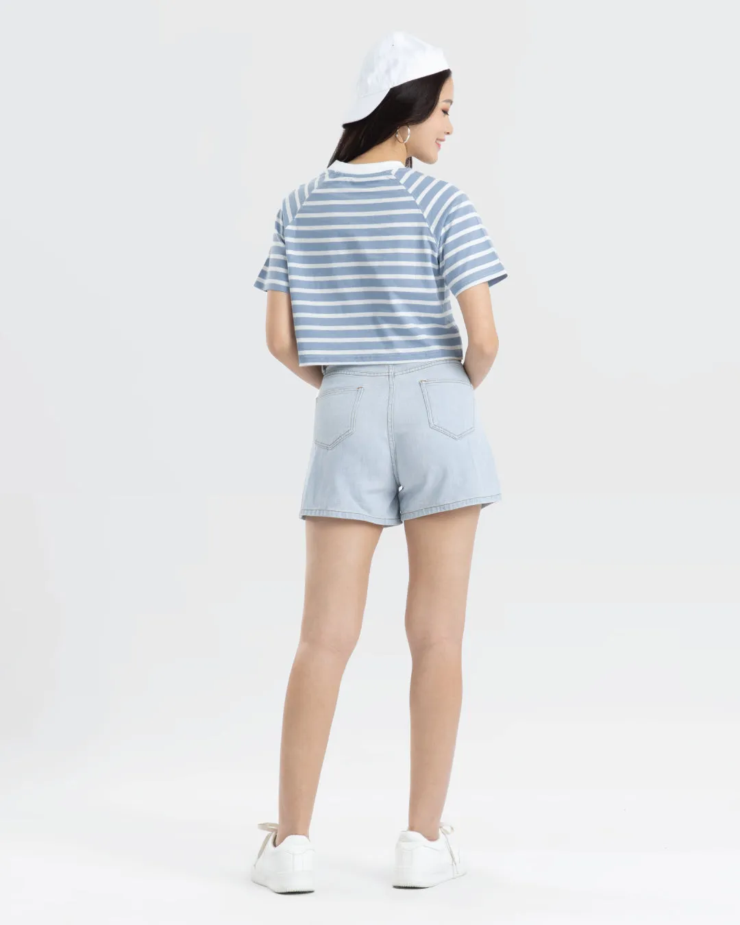 Women Raglan Cropped Top (Stripe)