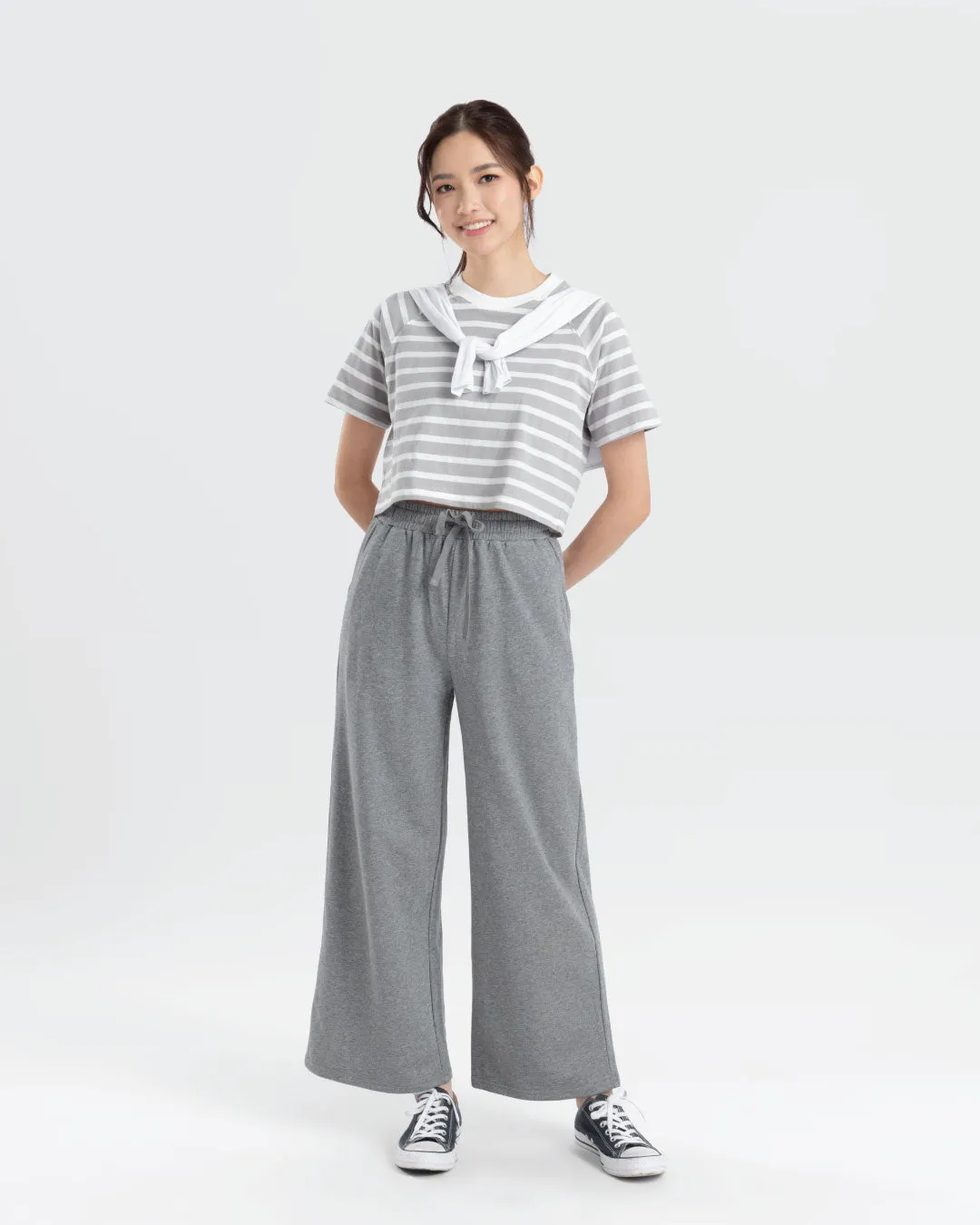 Women Raglan Cropped Top (Stripe)