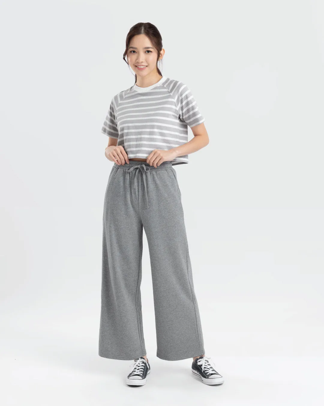 Women Raglan Cropped Top (Stripe)