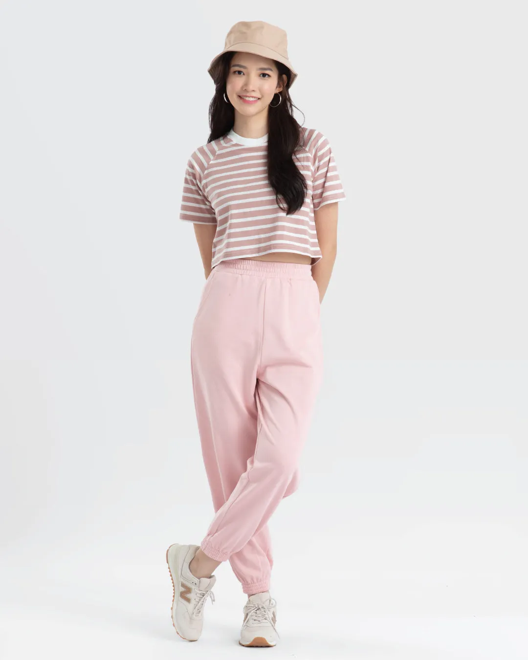 Women Raglan Cropped Top (Stripe)