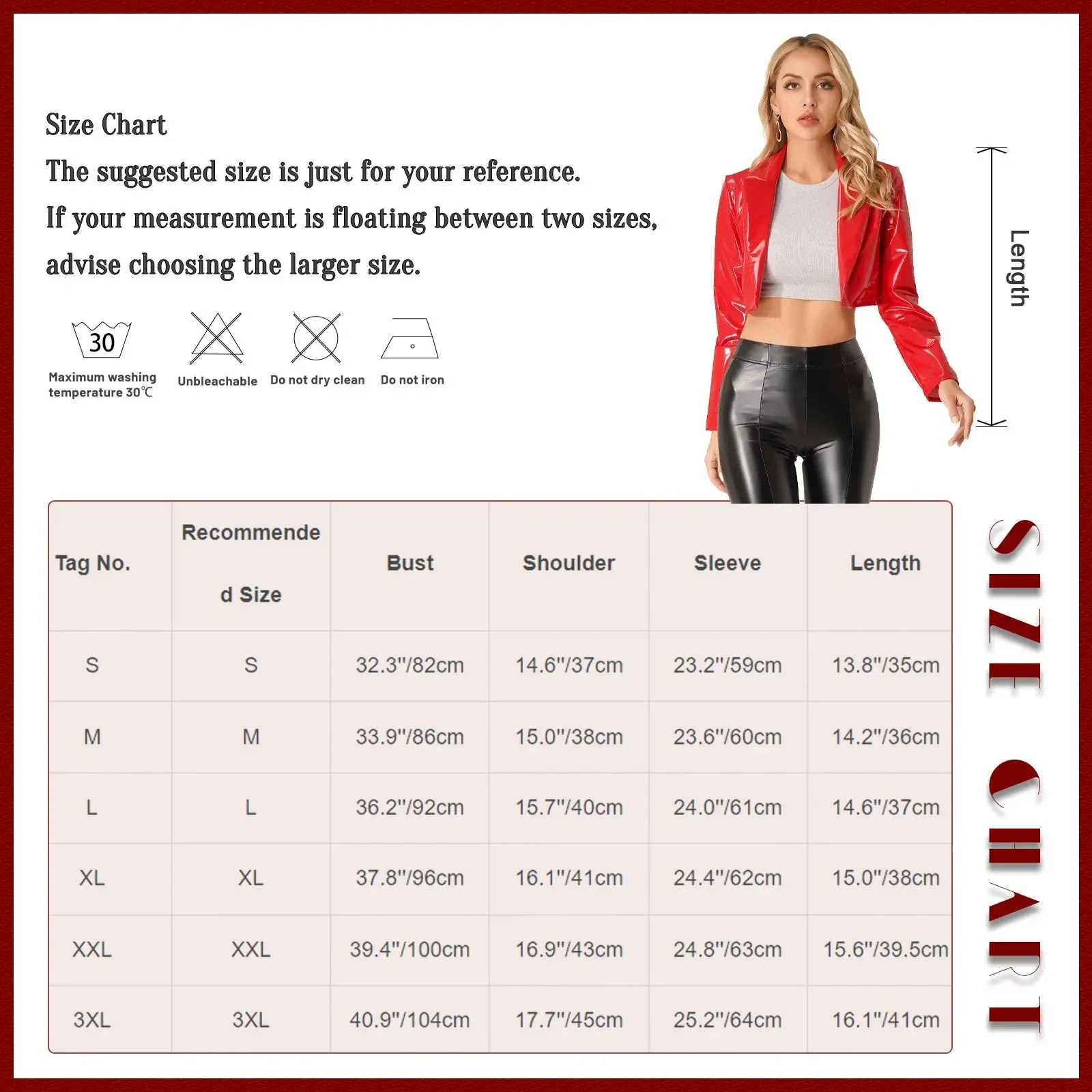 Women's Glossy Leather Jacket Wetlook Blazer with Lapels Short Jacket Latex Leather Long Sleeve Cropped Coat Rave Party Clubwear