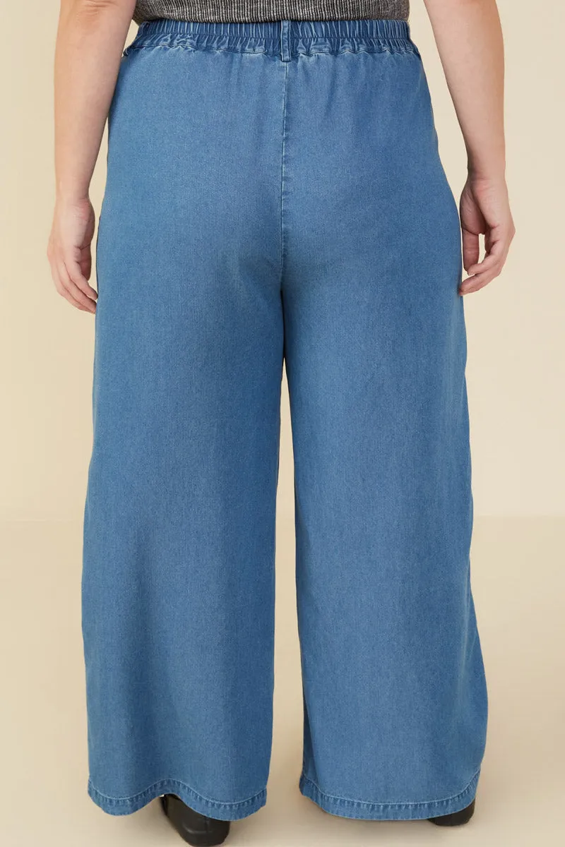 Womens Pleated Detail Wide Leg Tencel Pants